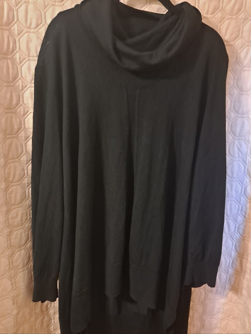 Maggie T Black Cowl Neck Women's Sweater pure Merino Wool Sz 3